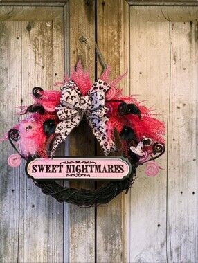Pink Halloween Wreath